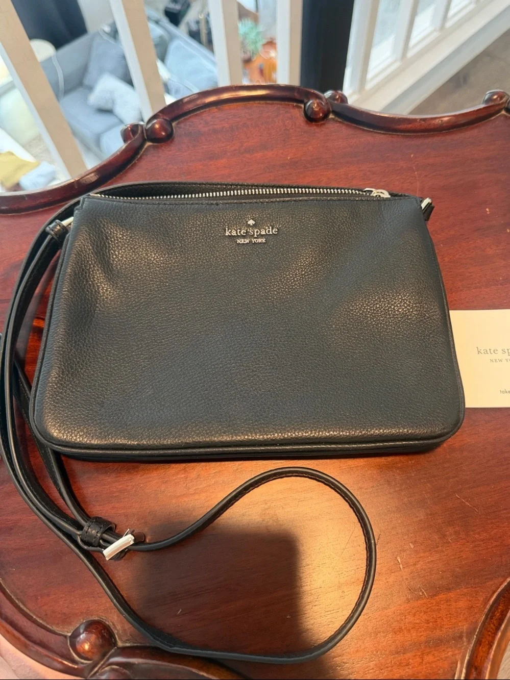 Kate Spade Leila Triple Gusset Gray Leather Crossbody Purse